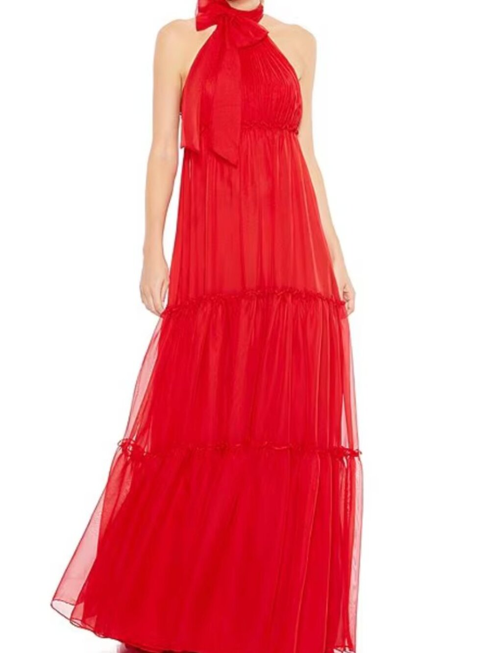NWT Mac Duggal Ruched Tiered Halter Bow A Line Gown / US 2
